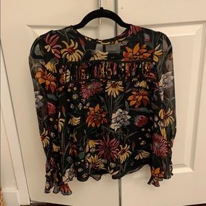 Cinq a sept floral silk blouse
